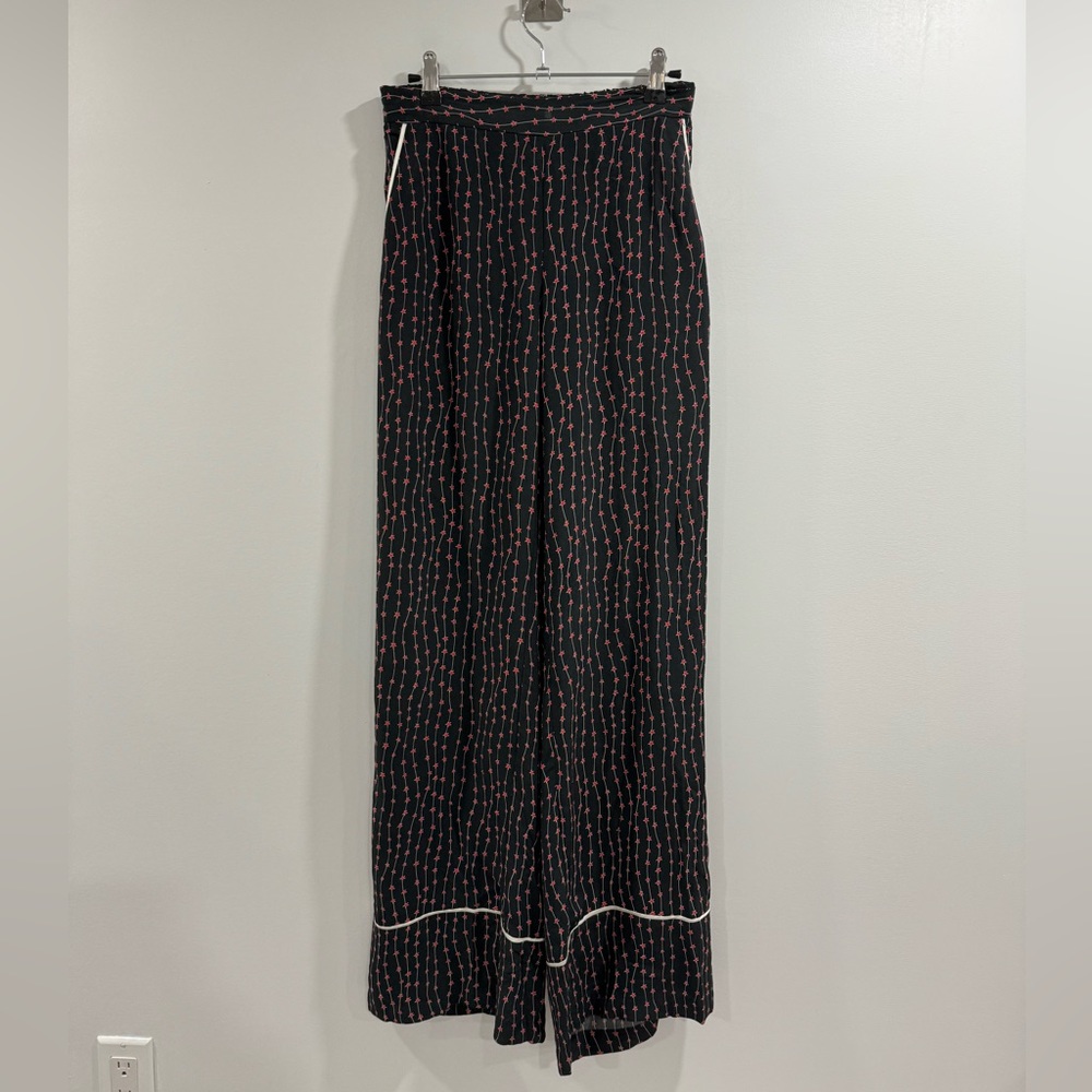 La Ligne Black Wide-Leg Pants with Star Print